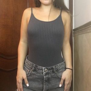 gray bodysuit